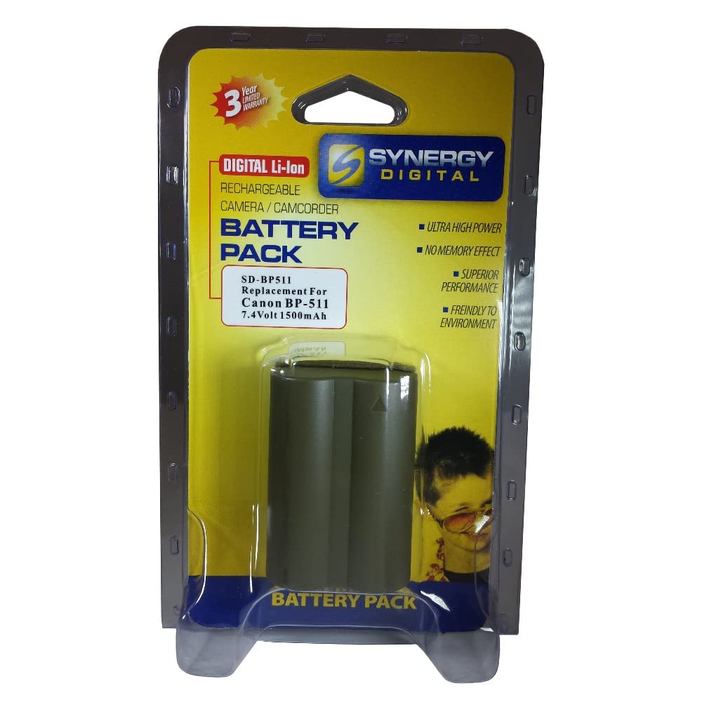 Synergy Digital Camera Batteries for Canon PowerShot Pro 90 - 5-Pack Li-ion 7.4V 1500mAh Replacement for BP-511 | Perfect for Travel Photography, Vlogging & Professional Shooting