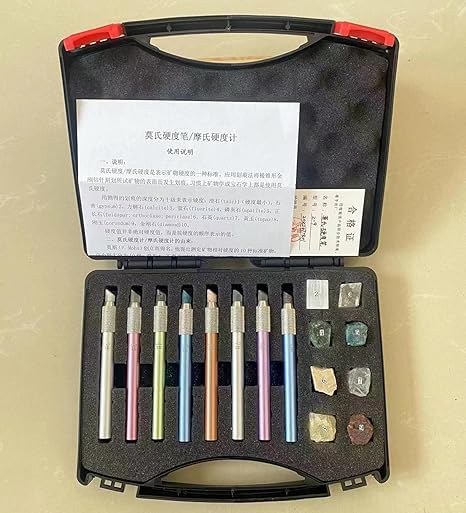 Mohs Hardness Test Kit - Scratch Tester Pen (2-9 Scale) with Storage Box for Gemstone, Jewelry & Mineral Identification - Perfect for Geologists, Jewelers & Rock Hobbyists