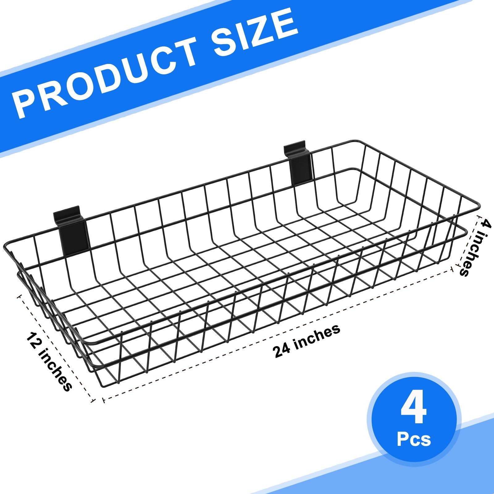 4 Pack Extra Large Slatwall Baskets - 24