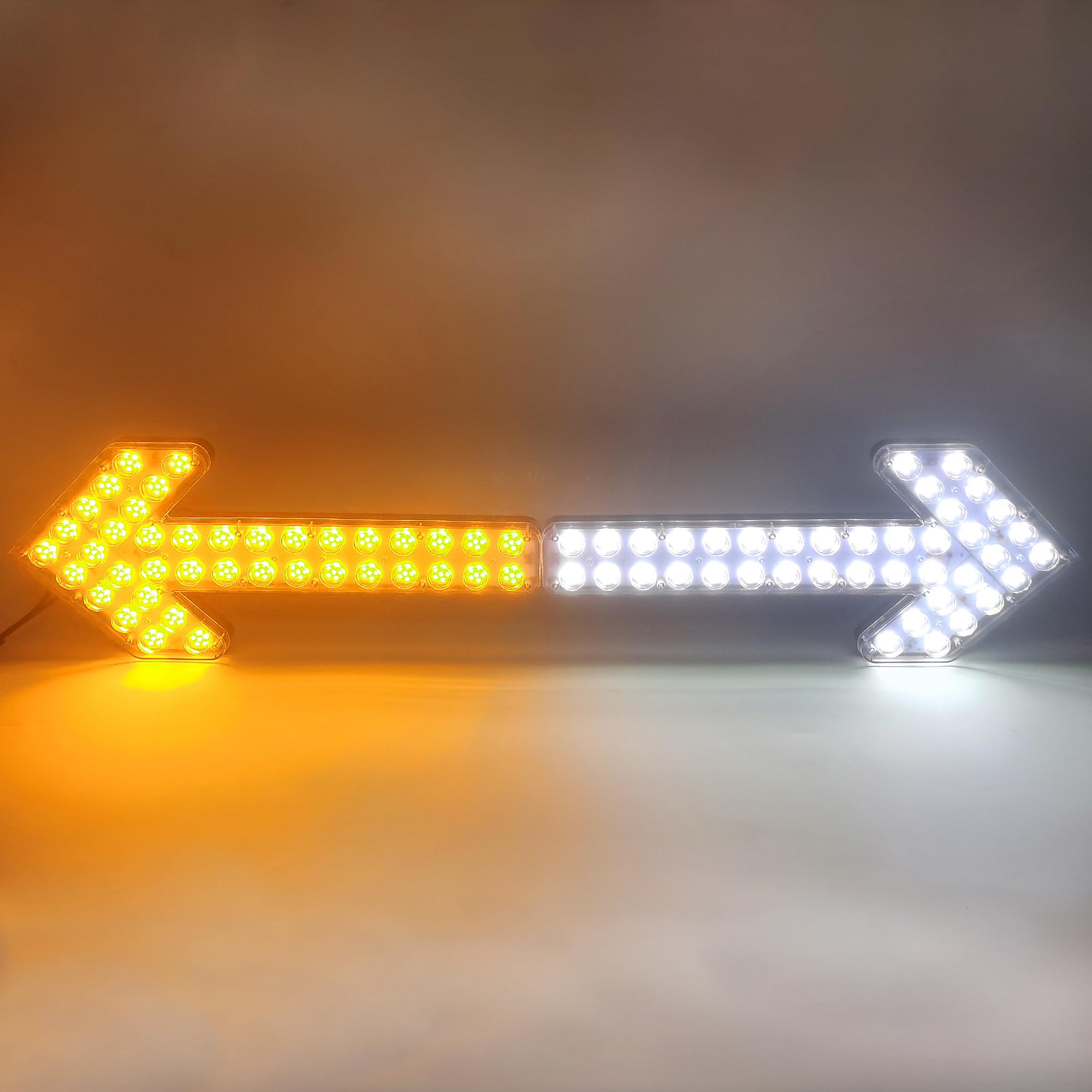 12V-24V Waterproof Amber/White LED Arrow Signal Light for Trucks, Sweepers, Construction Vehicles & Wreckers - Heavy Duty Pilot Light Bar for Work Vehicles, Safety Warning & Roadside Assistance