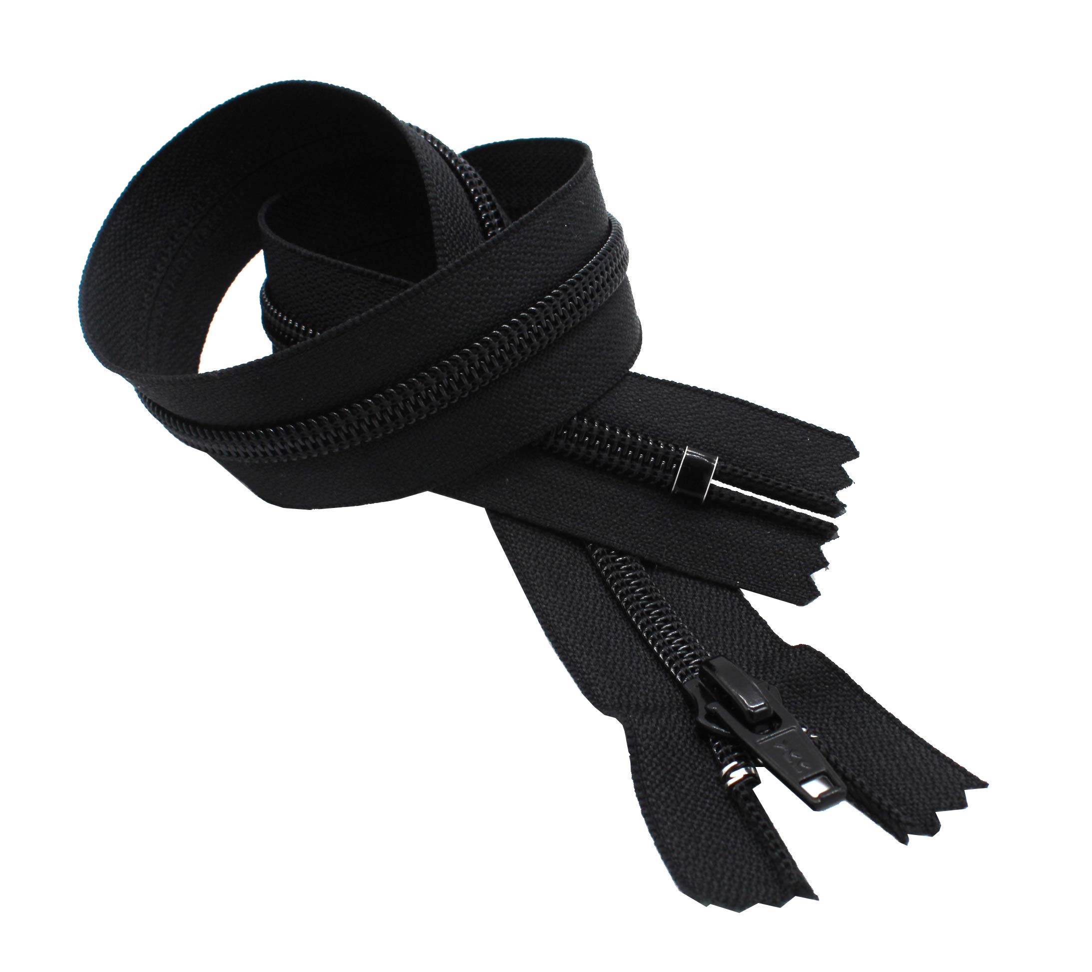 24 Inch Boot Zipper YKK #8 Nylon Coil Closed End - YKK Color 580 Black (1 Zipper per Pack) - Perfect for Boot Repair, Leather Crafts & DIY Projects