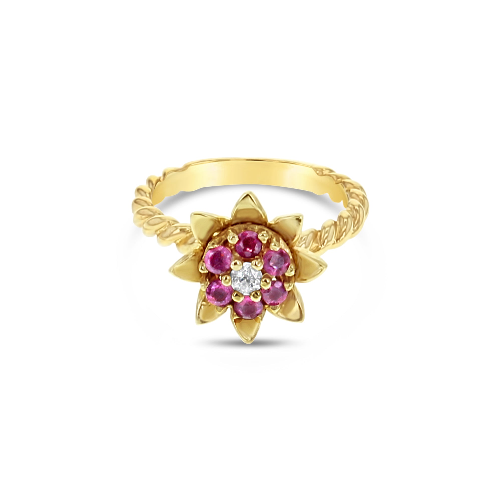 14k Yellow Gold Medium Ruby Tulip Ring for Women - Elegant Floral Jewelry Gift for Anniversary, Valentine's Day & Special Occasions