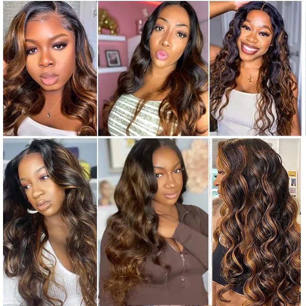 Nadula 12A Grade Brazilian Human Hair Bundles - 100% Unprocessed Virgin Hair, Brown Balayage Body Wave (24