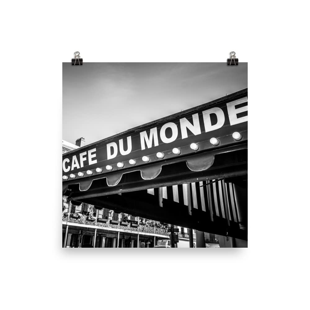 18x18 Inch New Orleans Wall Art - Unframed Photo Paper Print of Cafe Du Monde French Quarter | Black & White Home Decor for Office, Living Room, Bedroom | Perfect Artwork Gift for Men & Women | Ideal for Coffee Lovers & Travel Enthusiasts