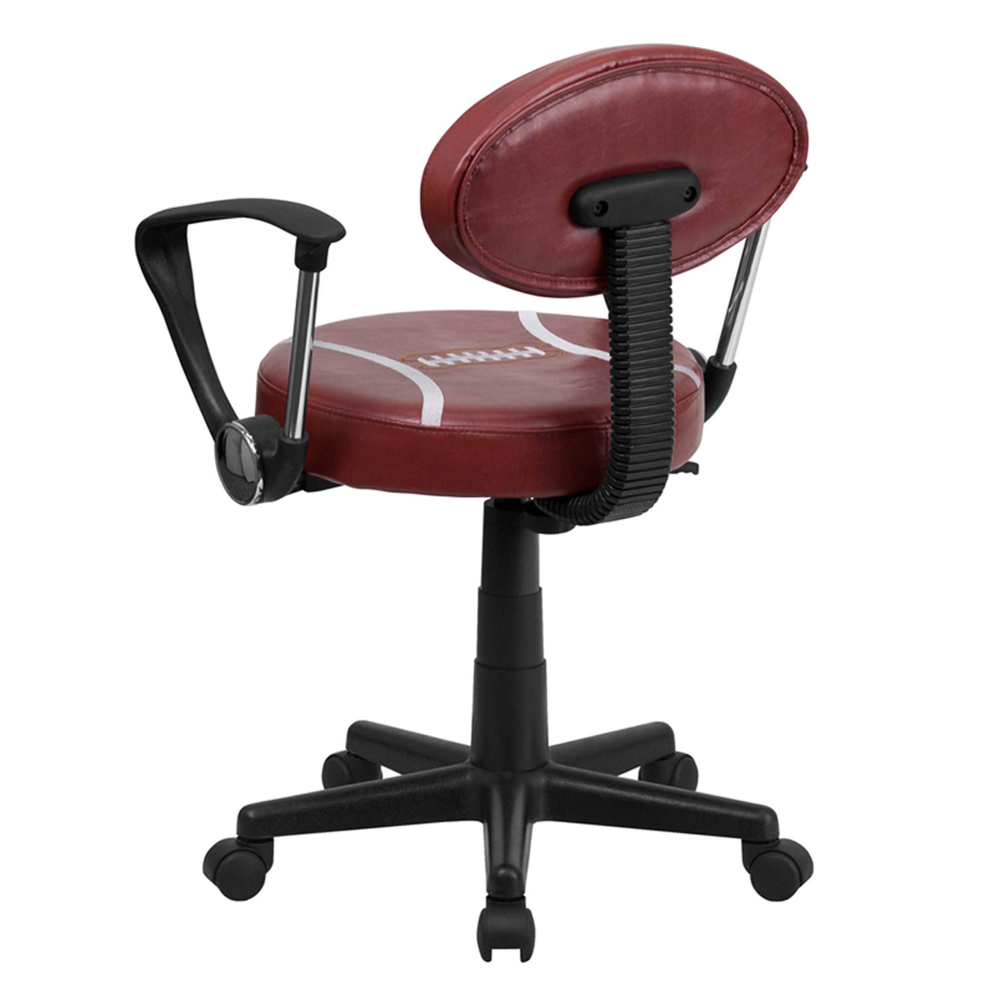 Flash Furniture Preston Adjustable Swivel Office Chair with Arms - Ergonomic Football Design for Home & Office Workspace