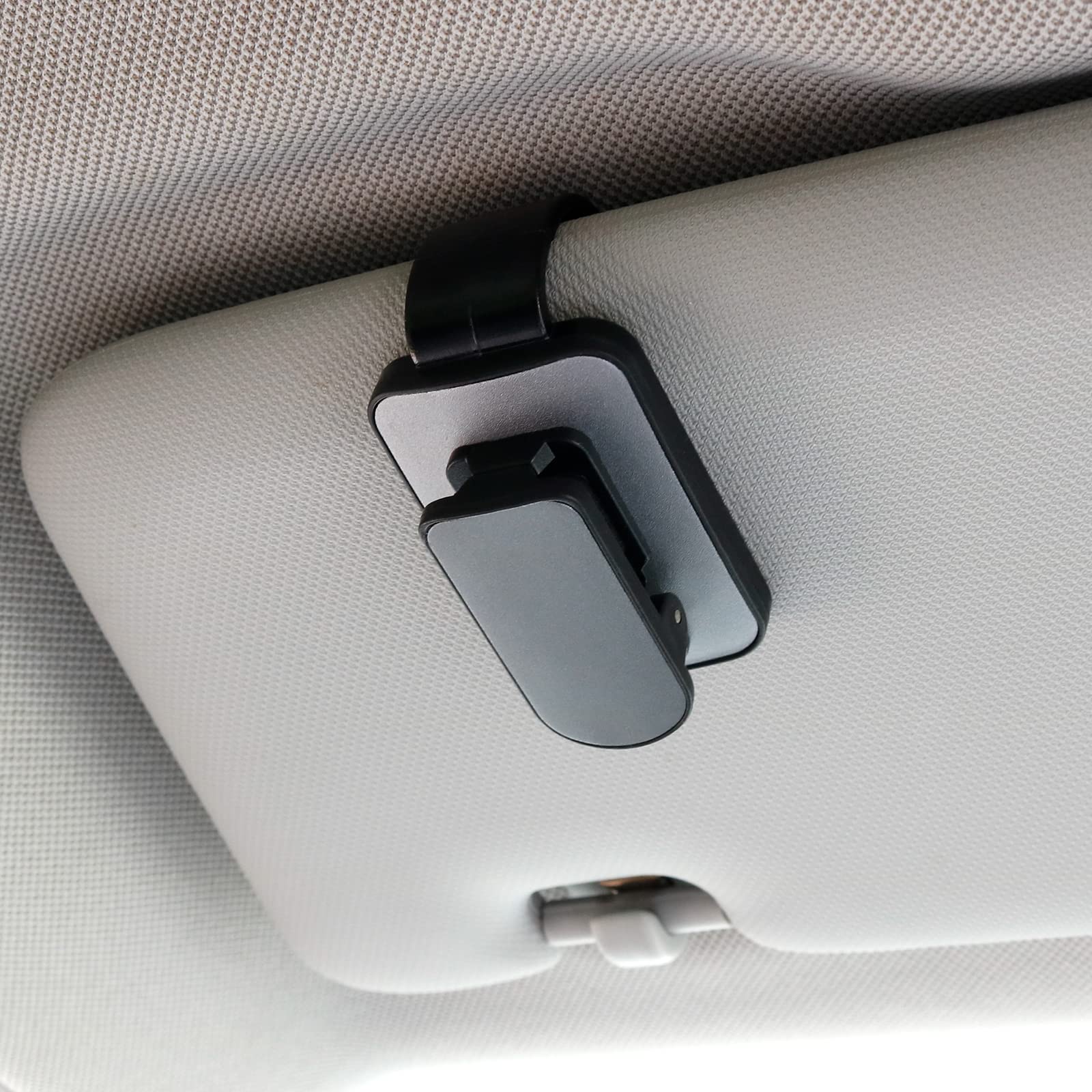 Splumzer Car Visor Sunglass Holder & Organizer - Multi-Function Clip for Sunglasses, Cards, Tickets - Black & Gray - Perfect for Road Trips, Commuting & Travel Accessories