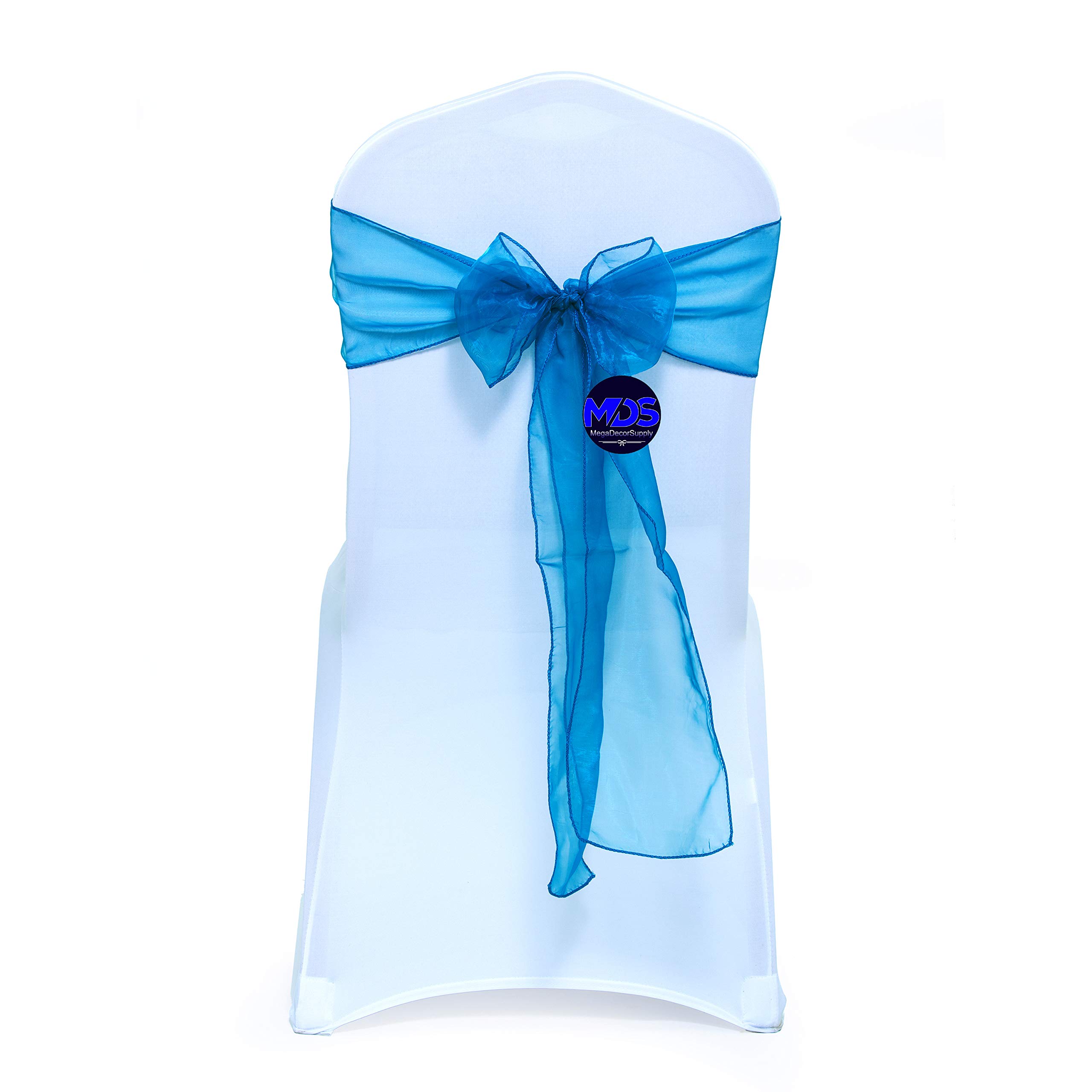 100 Pack Dark Teal Organza Chair Sashes - Wedding Reception Decor, Banquet Chair Bows, Restaurant Table Setting, Party Supplies - Perfect for Bridal Showers, Baby Showers & Formal Events
