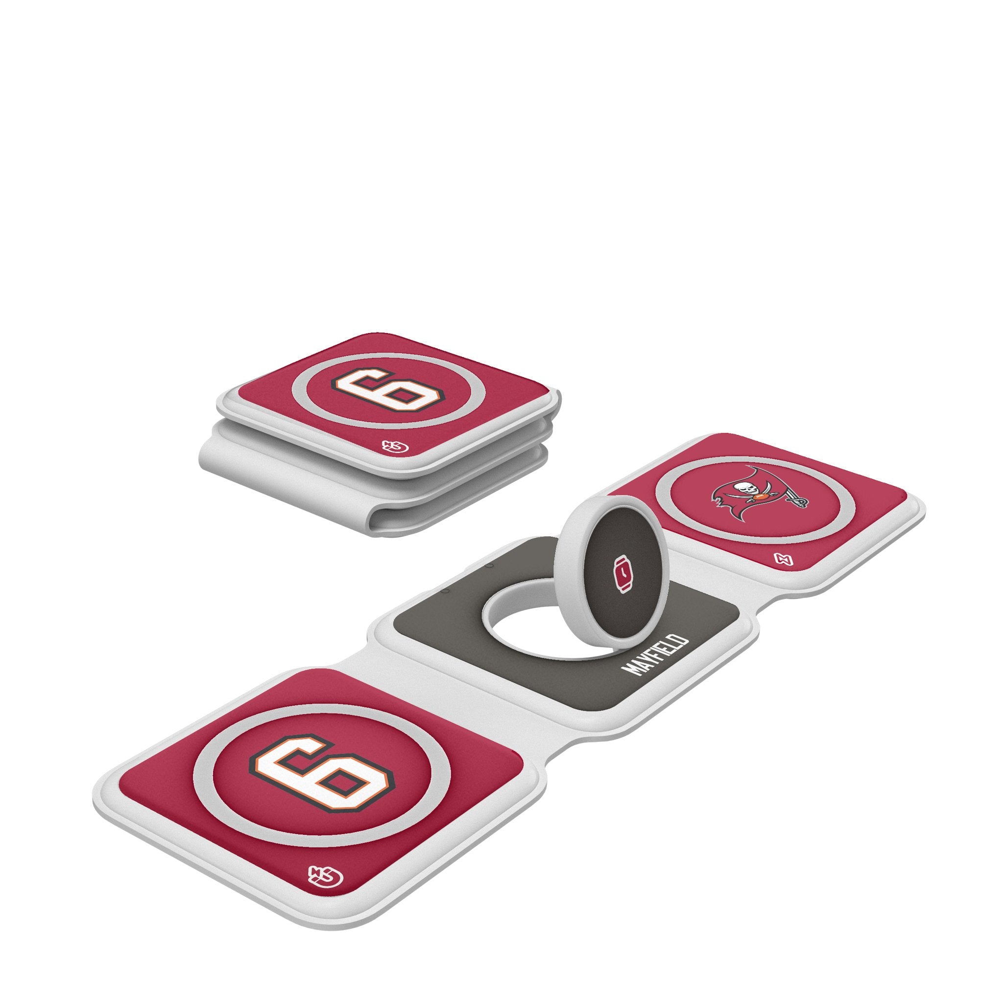 Baker Mayfield Tampa Bay Buccaneers 6 Ready Foldable 3-in-1 Charger - Fast Charging Station for iPhone, Android & AirPods - Perfect for Home, Office & Travel