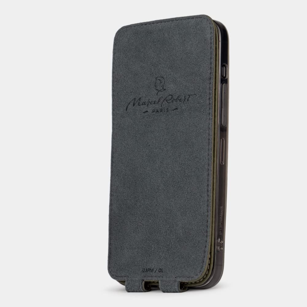 Premium Ultra Thin Leather Wallet Case for iPhone 13 Pro - French Made Patented Design - Slim RFID Blocking Card Holder - Perfect for Business & Travel (Green)