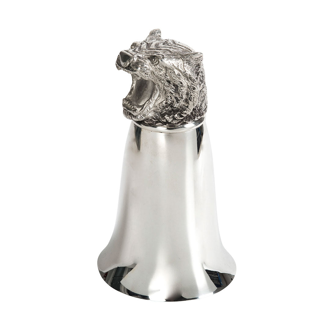 8oz Pewter Tiger Stirrup Cup - Elegant Equestrian Drinking Mug for Horse Riders & Collectors - Perfect for Polo Events, Fox Hunting & Home Bar Decor