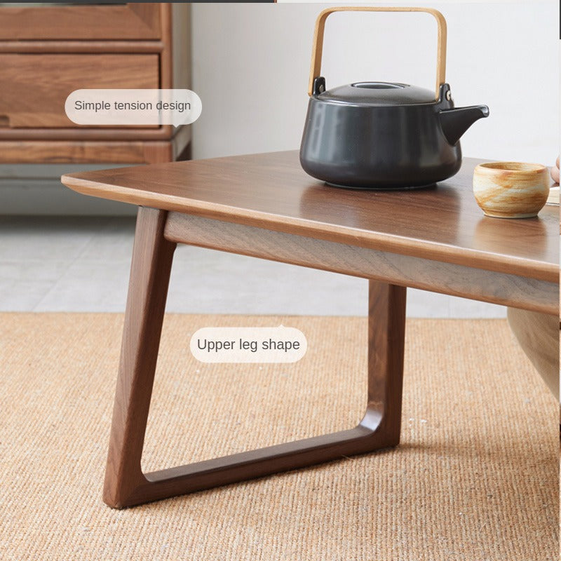 Solid Black Walnut & Ash Wood Low Coffee Table - Modern Minimalist Small Side Table for Living Room, Bedroom, or Office