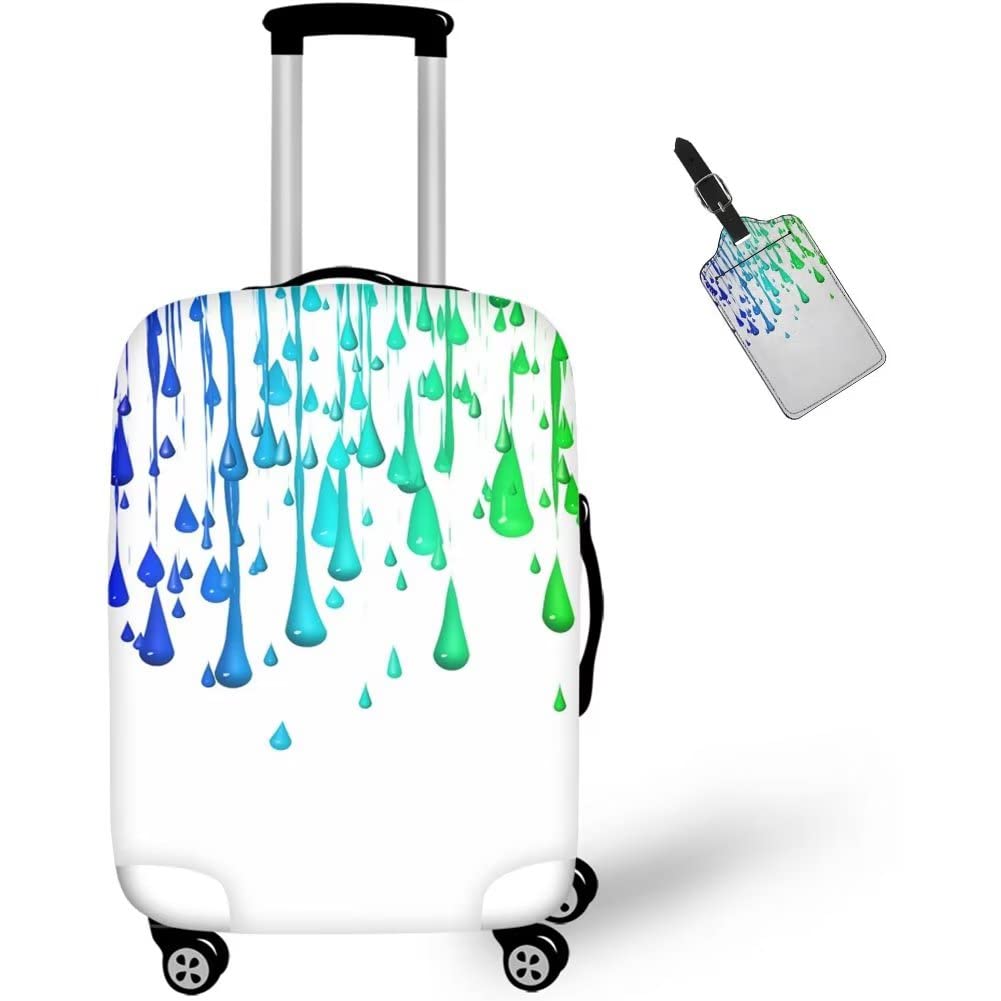 PinUp Angel Water Drop Print Cute Polyester Spandex Luggage Cover - Suitcase Protector Bag with Tag (Fits 18-46 Inch) for Travel & Airplane Use