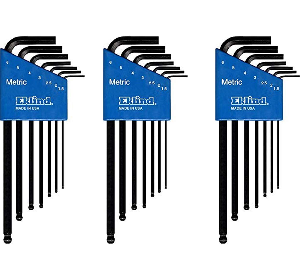 Eklind 13607 Ball-Hex-Key Allen Wrench Set - 7-Piece Metric (1.5-6mm) Long Series - 3 Pack | Professional Precision Tools for Automotive, Machinery & DIY Home Repair