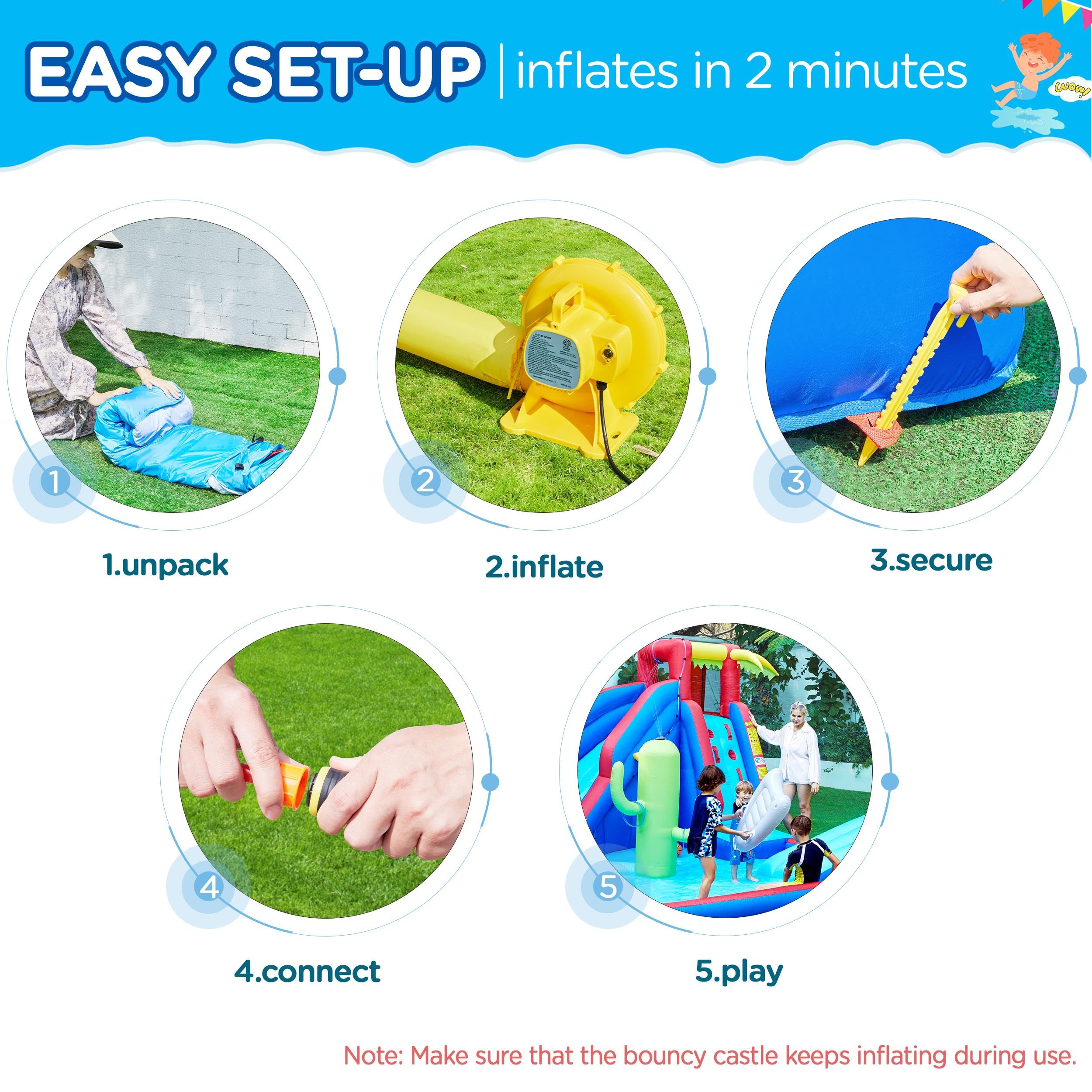 Yaheetech Inflatable Water Slide Park for Kids Ages 3-10 - Outdoor Bounce House with Splash Pool, Water Cannon, Basketball Hoop & Climbing Wall | Summer Backyard Water Play for Parties, Family Fun & Outdoor Activities