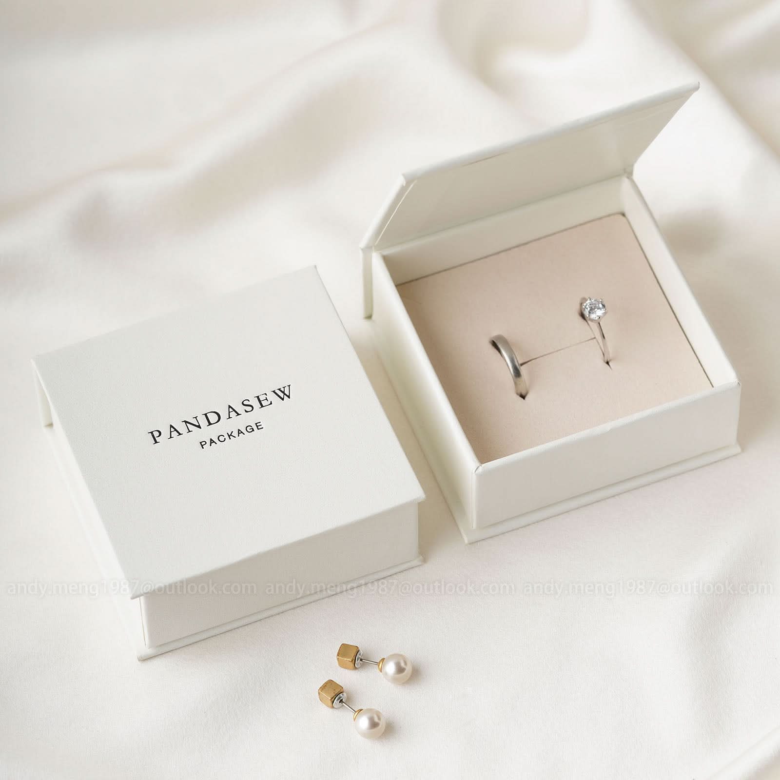 50pcs 8x8x3.5cm Jewelry Gift Boxes with Debossed Logo - Flip Top Cardboard Packaging for Rings, Necklaces & Earrings - Free Shipping - Perfect for Retail Stores, Wedding Favors & Jewelry Businesses