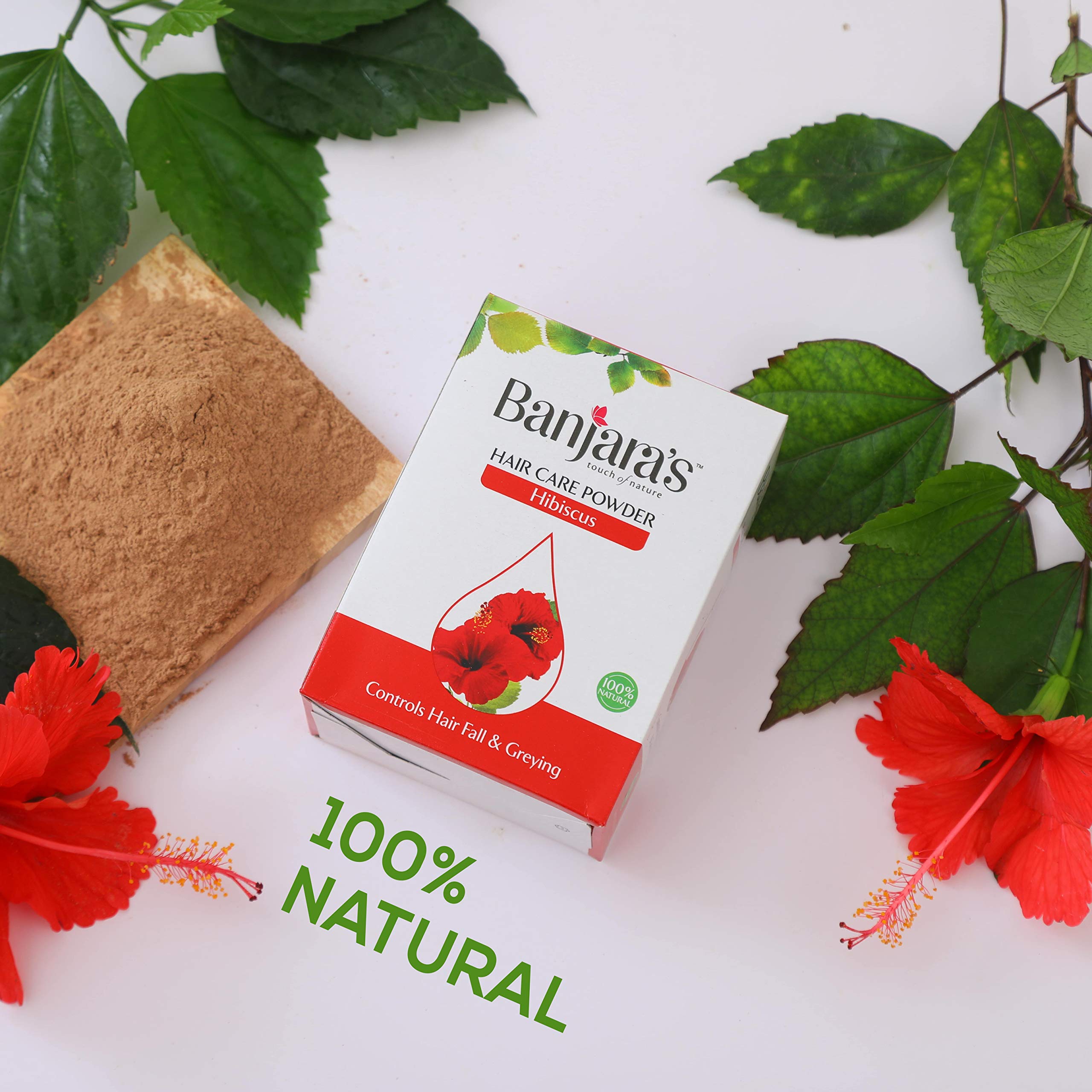 Banjara's 100% Natural Hibiscus Flower Powder for Hair Growth & Care | Herbal Hair Pack (100g) | Promotes Stronger, Shinier Hair - Perfect for DIY Hair Masks & Scalp Treatments