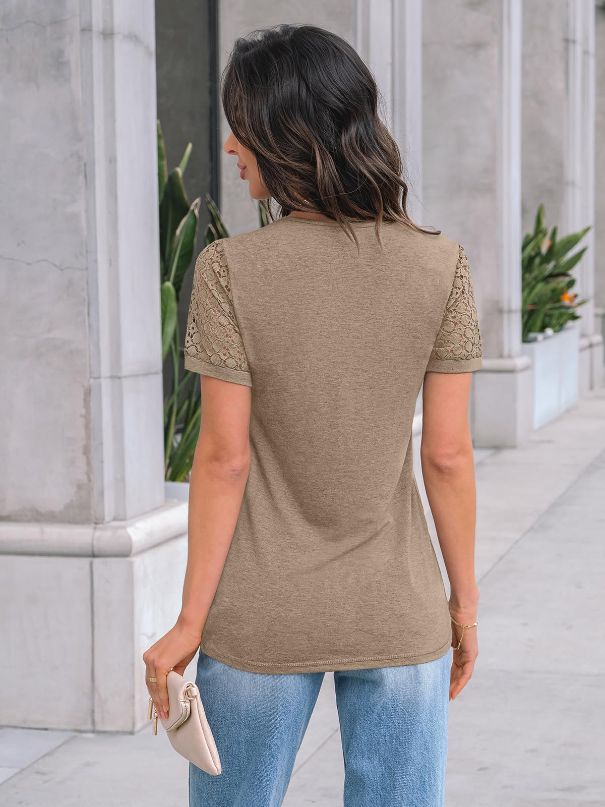 AUTOMET Women's Short Sleeve Lace Blouse - Trendy Spring Summer T-Shirt Top for Work, Date Night & Casual Outfits | 2025 Fashion Essential