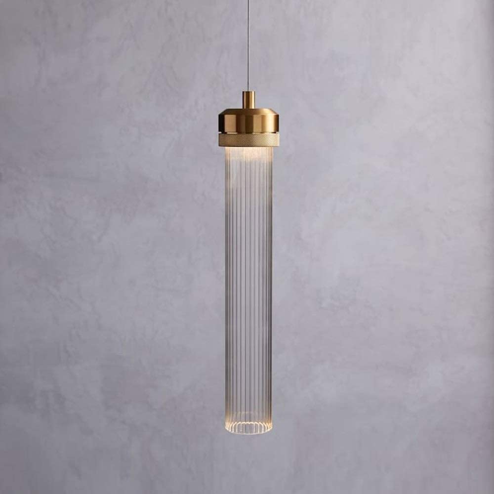 Modern Striped Glass Tube Pendant Lamp - Crystal Raindrop Chandelier LED Ceiling Light Fixture for Dining Room, Bedroom, Living Room & Bathroom | Elegant Flush Mount Lighting for Home Decor