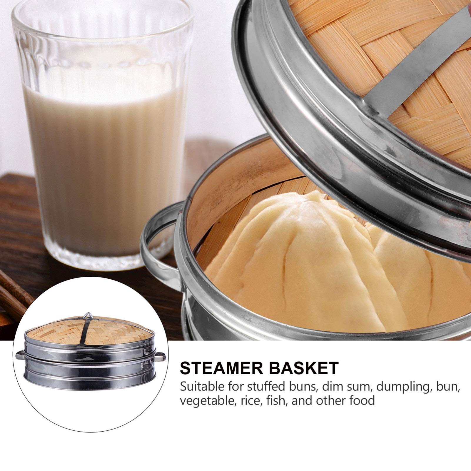 Hemoton Steamer Basket with Lid - Kitchen Gadget for Healthy Cooking