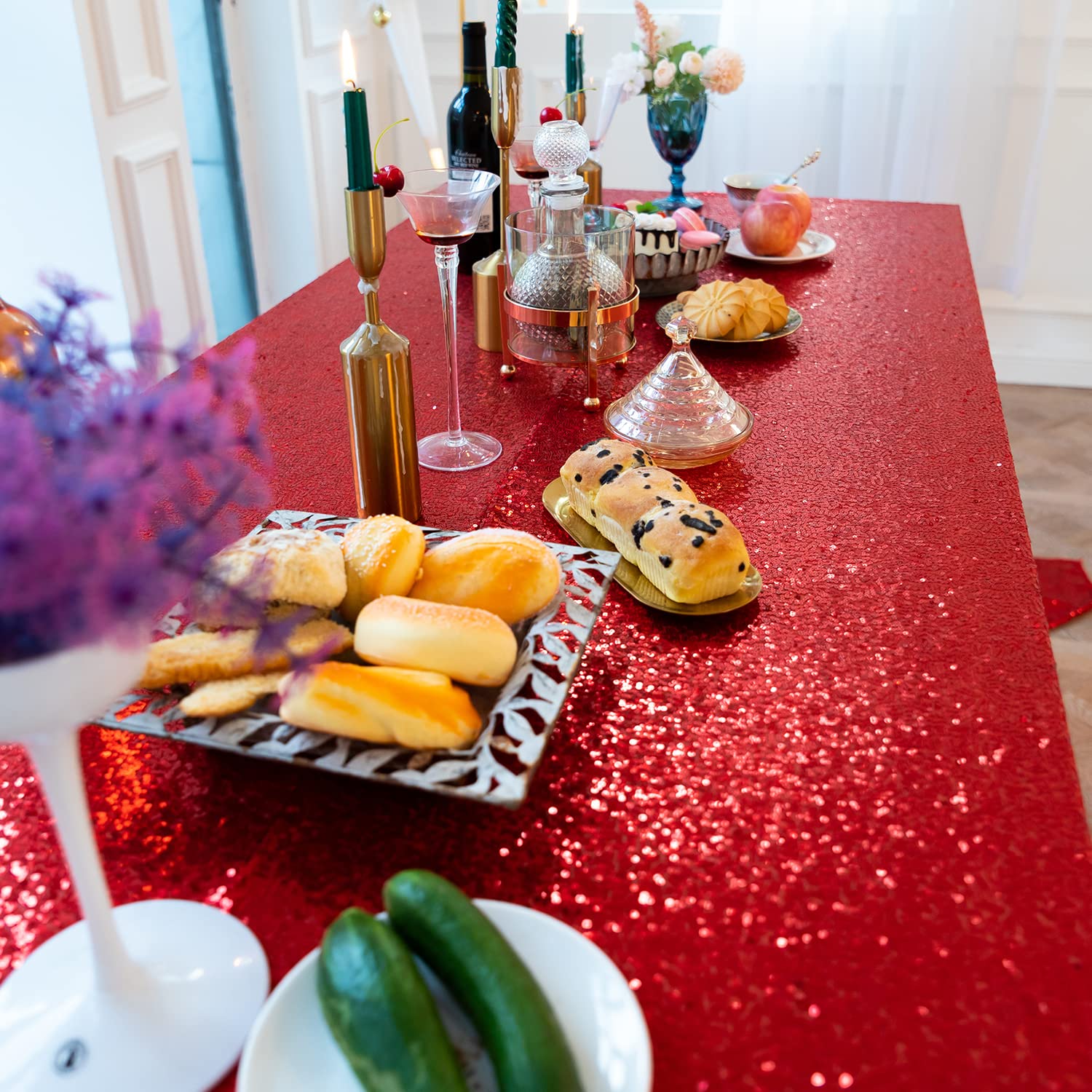 Red Sequin Tablecloth 50