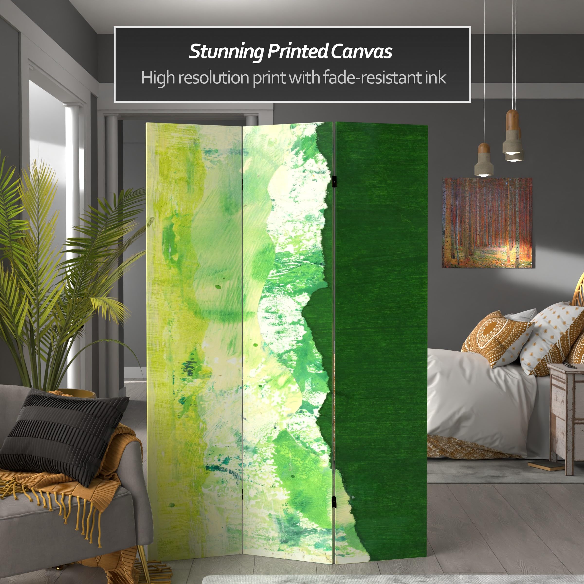 6 ft. Tall Red Lantern Double Sided Green River Canvas Room Divider - Perfect for Home Decor, Office Partition, and Event Space Separation