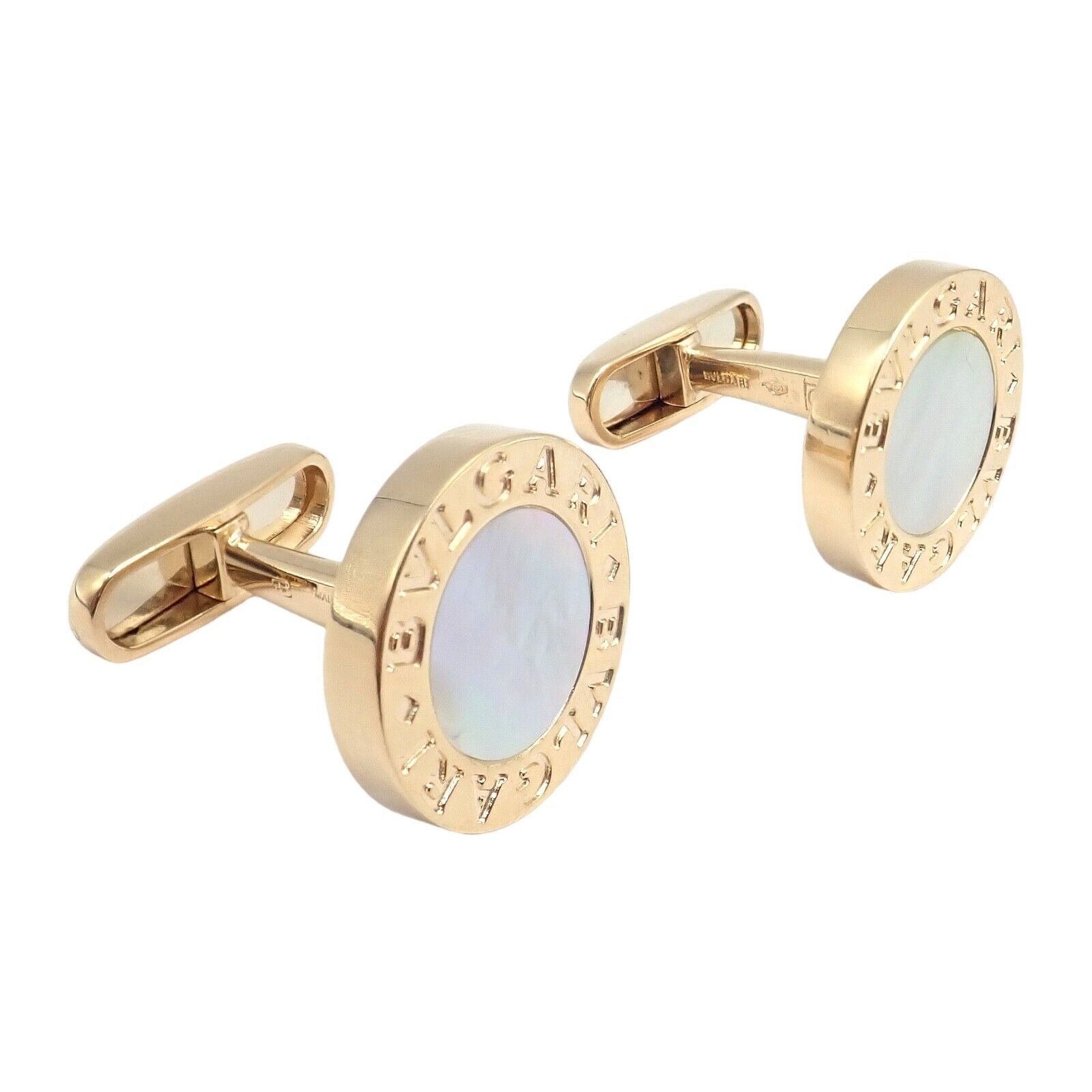 Authentic Bvlgari 18k Yellow Gold Multicenter Cufflink Set - Luxury Men's Jewelry for Formal Events & Business Attire