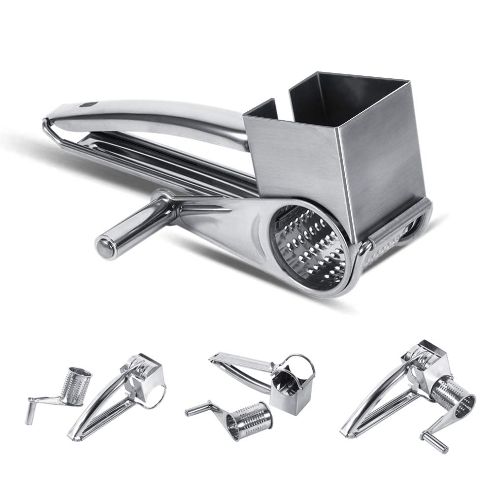 Premium Stainless Steel Rotary Cheese Grater - Multipurpose Kitchen Tool for Shredding Cheese, Vegetables & Chocolate | Perfect for Pasta, Pizza, Salads & Baking