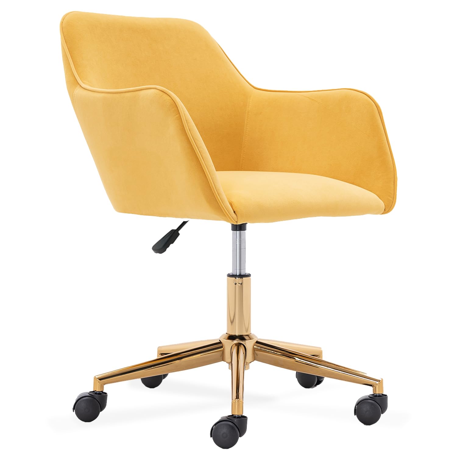 Luxury Velvet Home Office Chair - Adjustable Swivel Desk Chair with Wheels & Gold Base, Modern Rolling Vanity Chair for Home Office, Bedroom, Dressing Room - Perfect for Working, Studying & Makeup