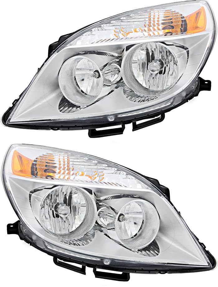 2007-2010 Saturn Aura Replacement Headlights Set - Halogen Headlamp Assembly for Driver & Passenger Side - Perfect for Night Driving & Foggy Conditions