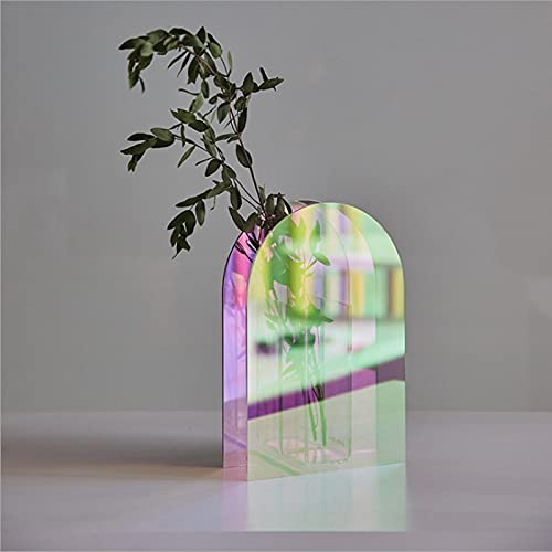 Rainbow Acrylic Art Vases - Set of 3 Minimalist Clear Flower Vases for Stems & Buds | Modern Home & Office Desk Decor for Living Room, Wedding Centerpieces & Gift Ideas
