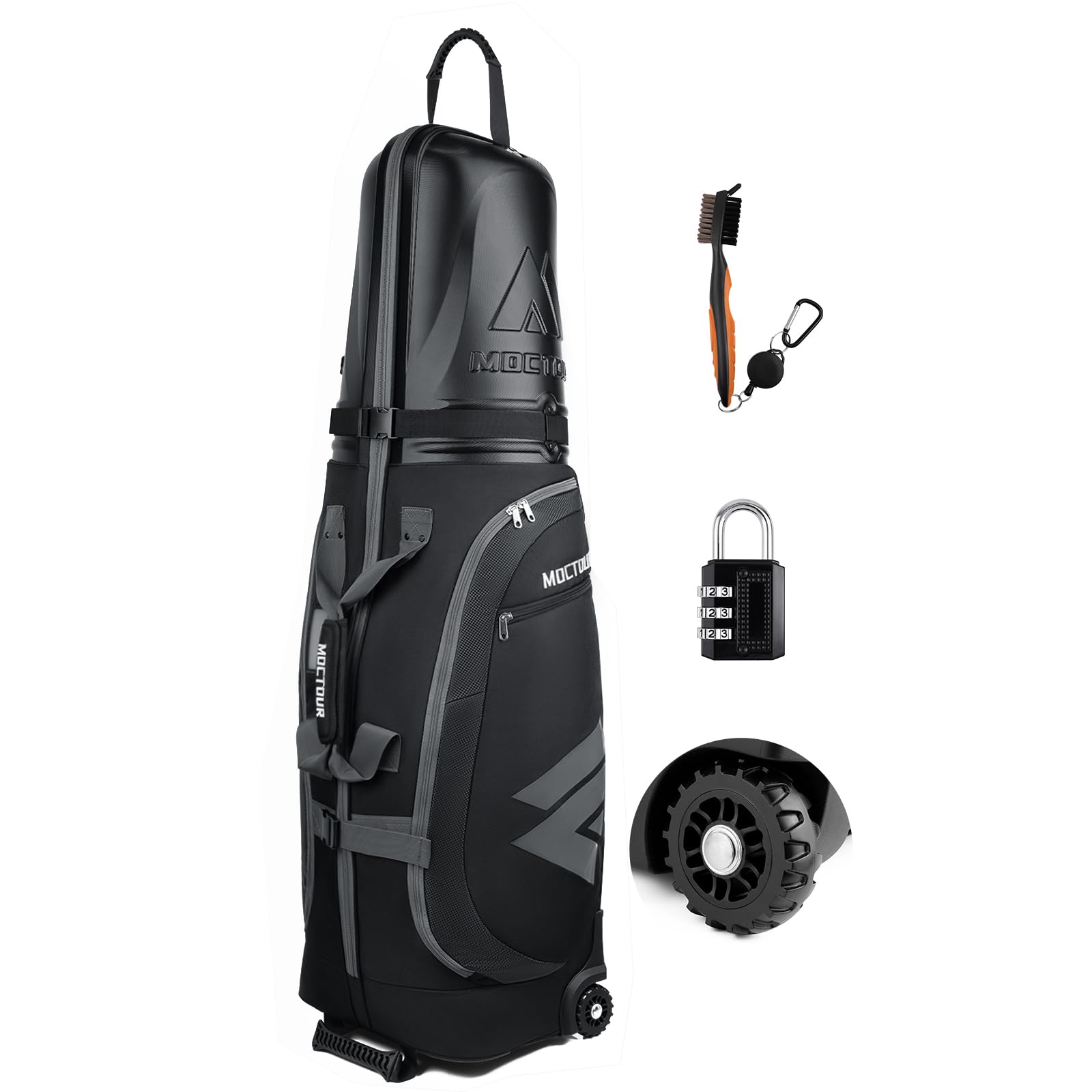 **Premium Golf Travel Bag with Wheels & ABS Hard Case Top - Waterproof 1680D Oxford Fabric, Oversize Tank Wheels for Easy Maneuvering - Airline Approved Golf Club Protection - Perfect for Travel, Tournaments & Golf Trips**