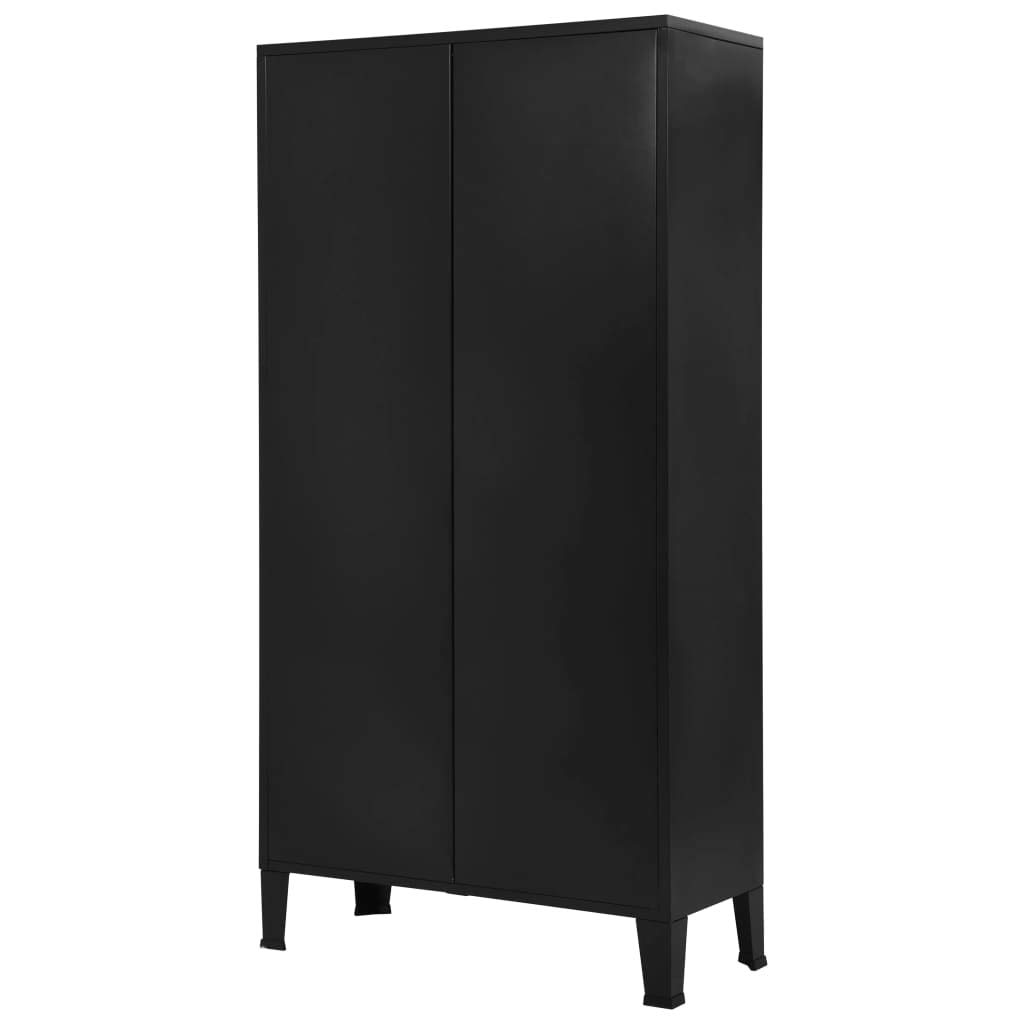 Industrial Black Steel Bookshelf 35.4