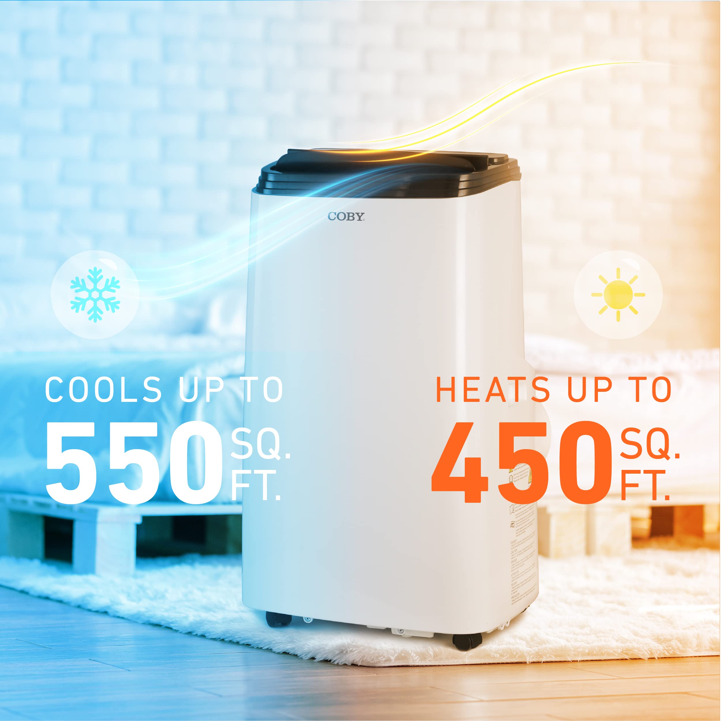Coby CBPAC815H 4-in-1 Portable Air Conditioner with Heater, Dehumidifier & Fan - 12,000 BTU Cooling & Heating - White - Perfect for Bedrooms, Living Rooms & Home Offices