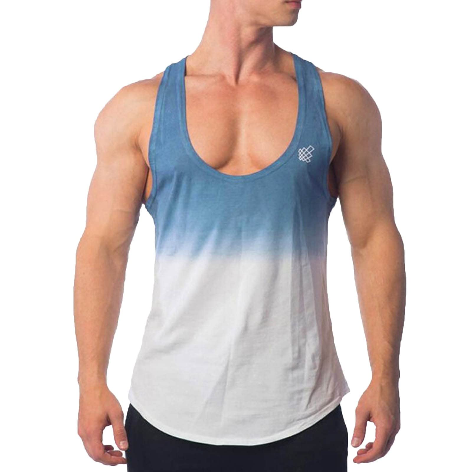 BETORY Men's Gradient Sleeveless Workout Vest - Breathable Muscle Tank Top for Gym, Bodybuilding & Fitness Training - Stylish Cut Off T-Shirt for Summer Workouts & Athletic Performance