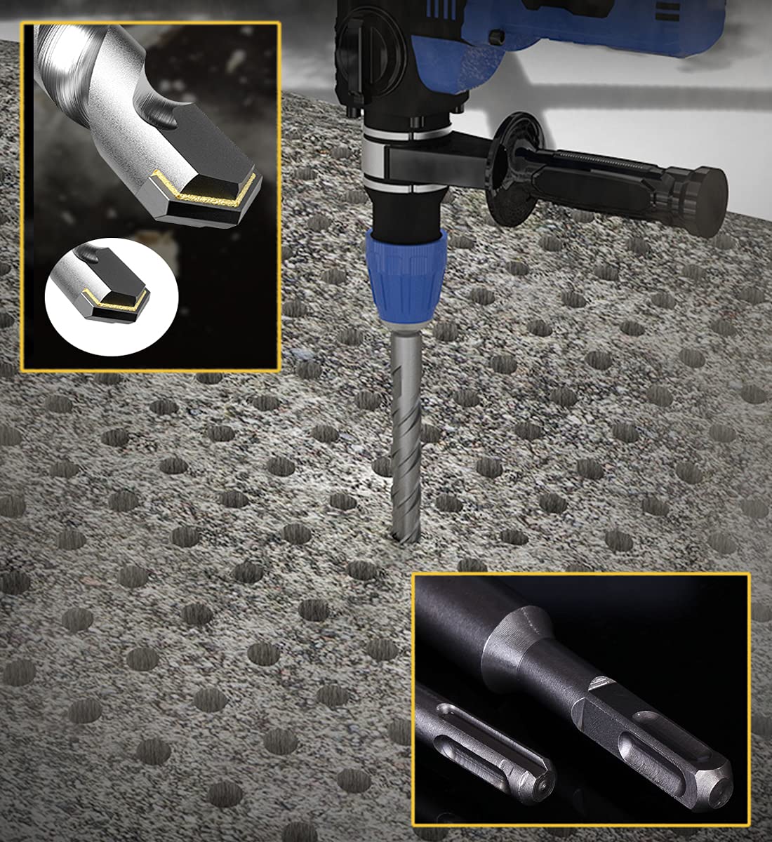 SDS Plus Hammer Drill Bit 3Pcs for Concrete & Masonry - Heavy Duty Construction Use