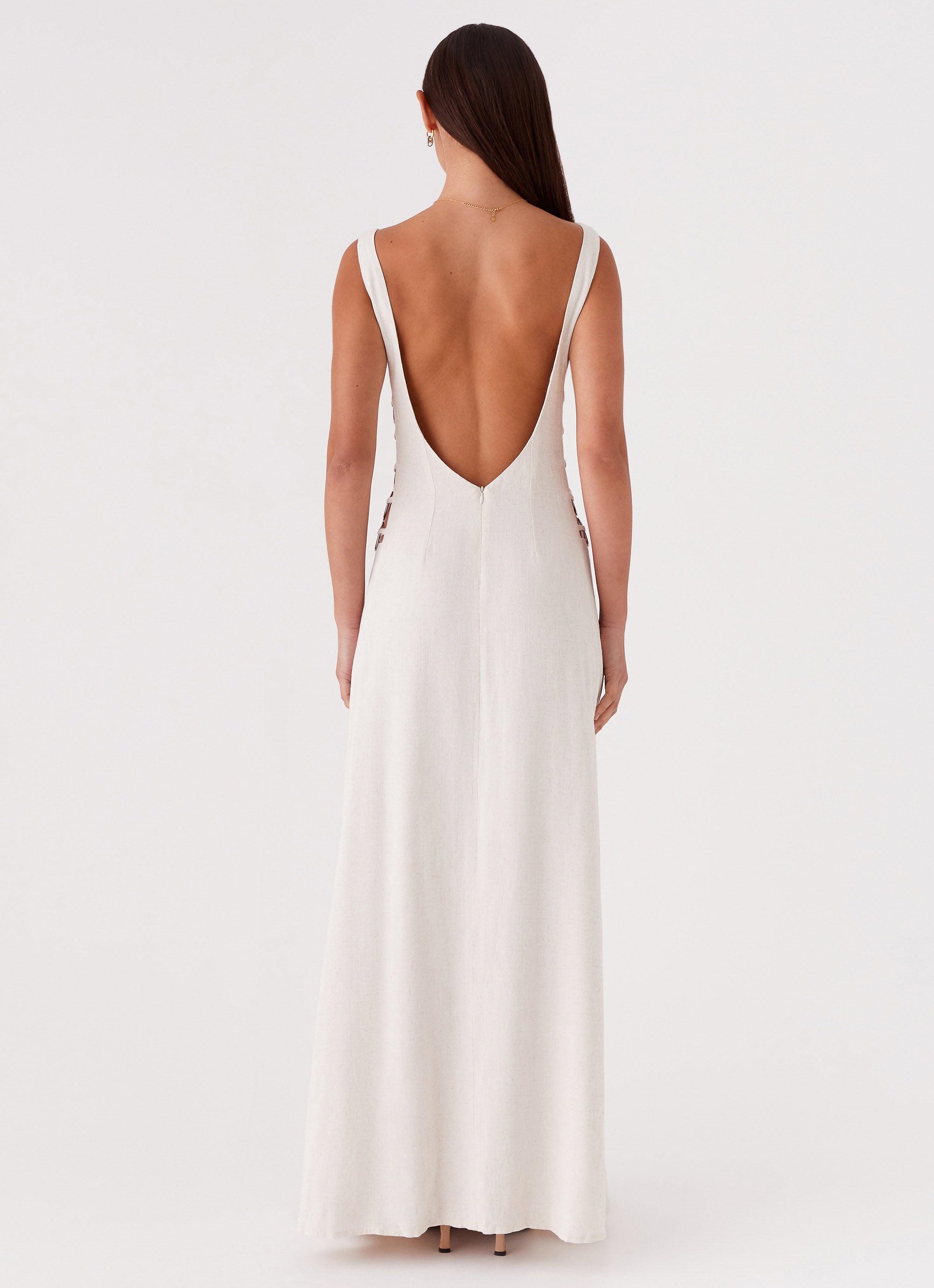 Catherine Linen Maxi Dress for Women - Elegant Oatmeal Color Long Summer Dress | Perfect for Beach, Vacation & Casual Wear