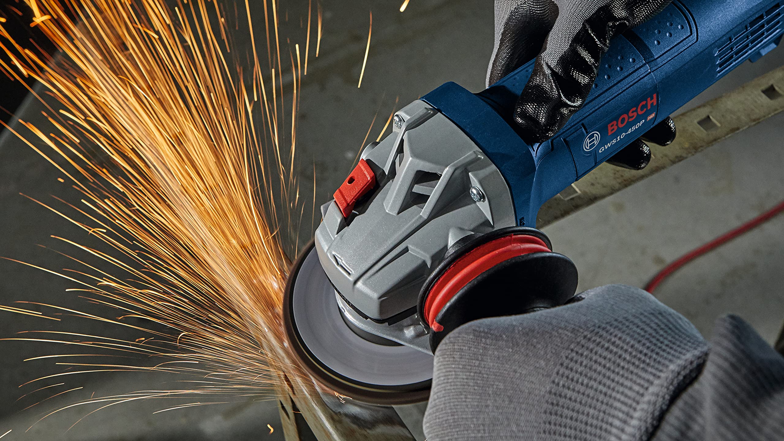 Bosch GWS10-450P 4-1/2 Inch Angle Grinder with Paddle Switch - Lightweight & Ergonomic Power Tool for Metal Cutting, Grinding & Sanding | Perfect for DIY Projects & Professional Construction Work