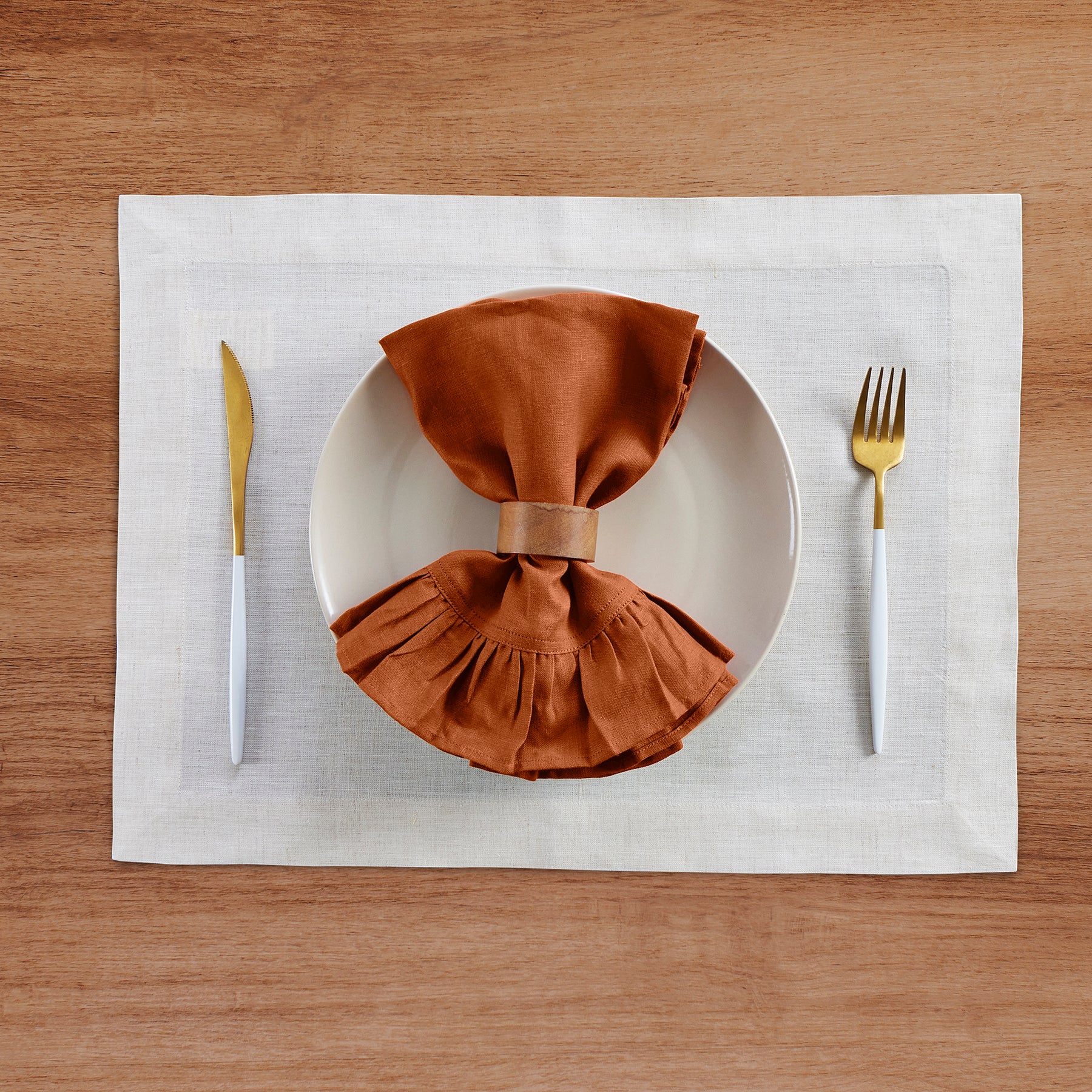 Gabrielle Ruffle Napkins Set of 4 - Elegant Cotton Dinner Napkins for Formal Dining, Wedding, and Special Occasions