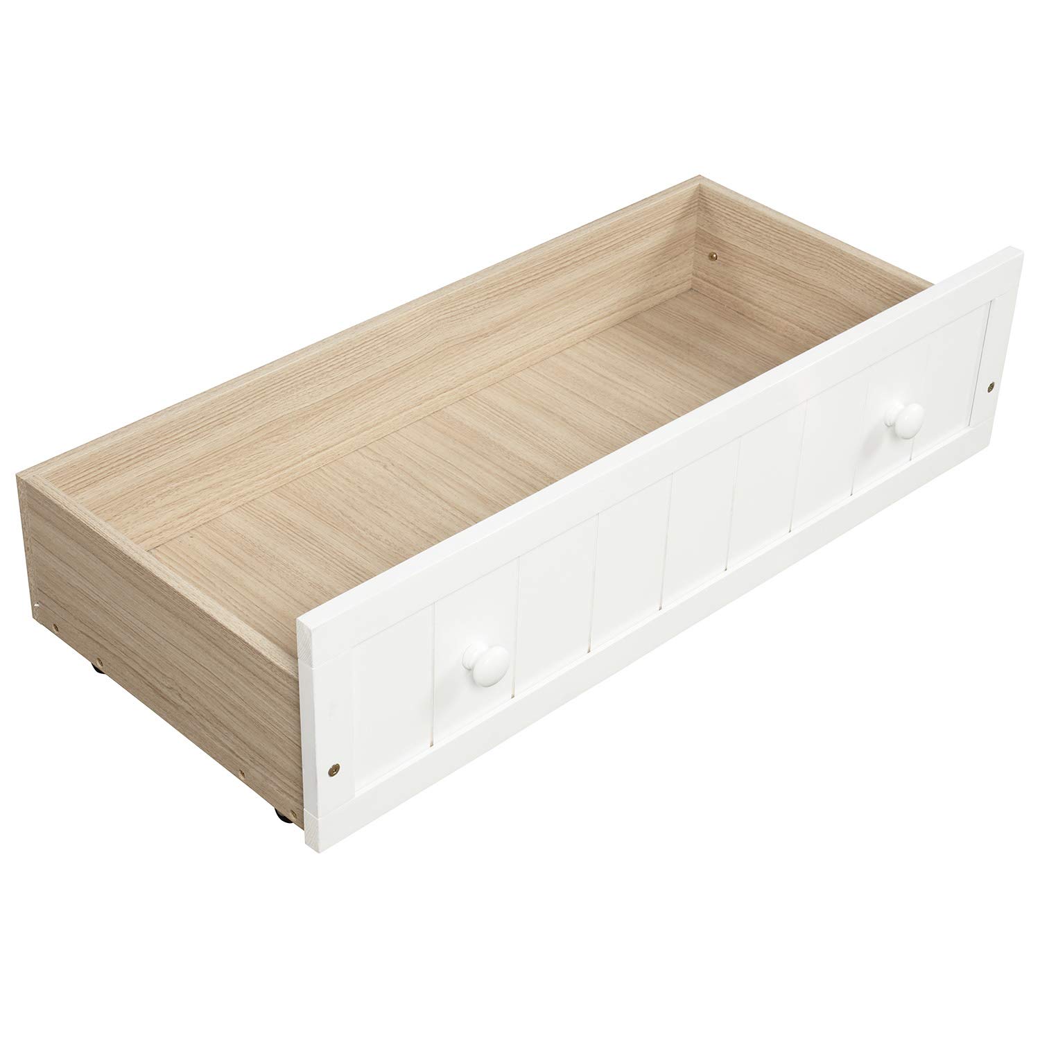 Twin Daybed with 2 Drawers & Armrest - Space-Saving Wooden Sofa Bed for Bedroom & Living Room - No Box Spring Needed (White) - Perfect for Small Spaces, Guest Rooms & Studio Apartments