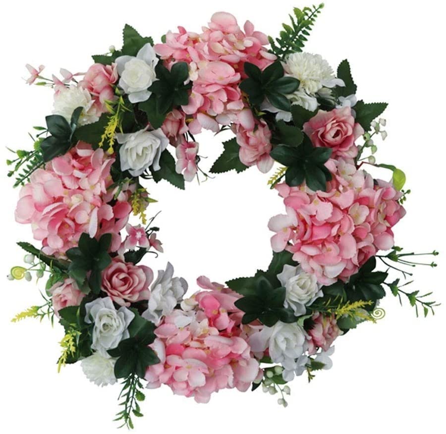 GBEN Handmade Artificial Gardenia Silk Wreath - 22.5 Inch Round Spring Floral Door Decor for Front Door, Home & Wedding | Perfect for Seasonal Decorations, Housewarming Gifts & Indoor/Outdoor Decor (Style1)