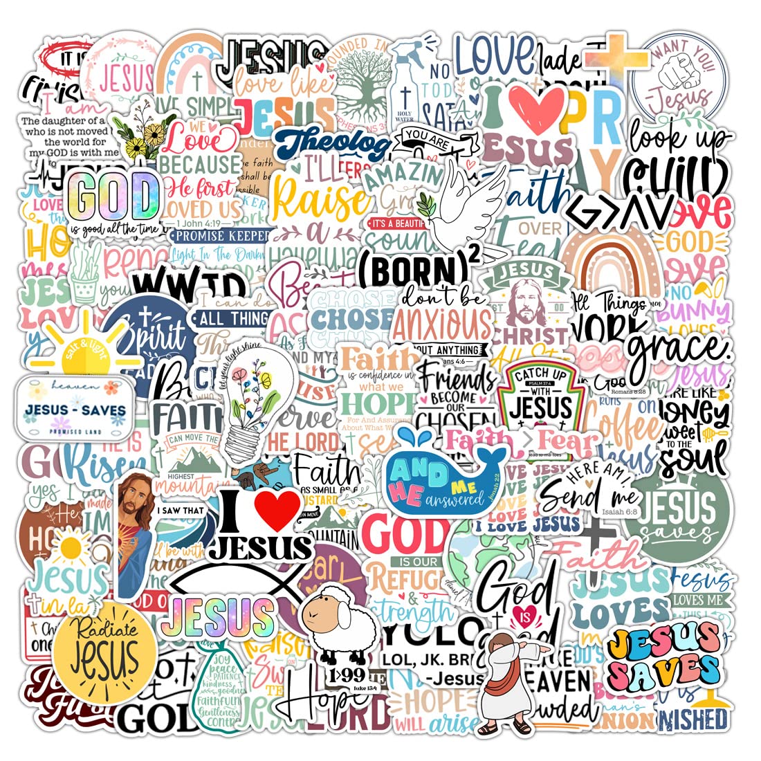 100 Pack Inspiring Christian Stickers - Waterproof Vinyl Bible Verse Decals for Water Bottles, Laptops, Phone Cases | Religious Easter Gifts for Kids, Teens, Boys & Girls | Perfect for Church Events, Bible Study, Youth Group Activities & Faith-Based Decor