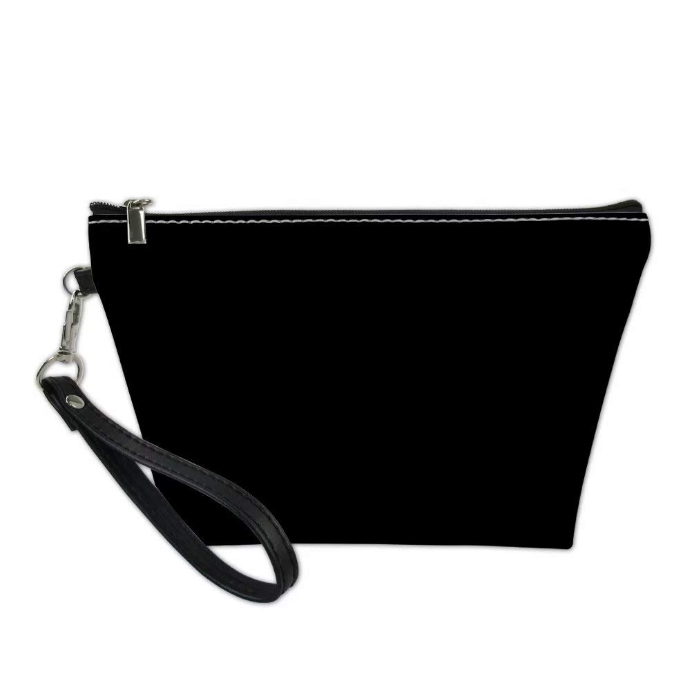 Dellukee Leather Makeup Bag for Women - Cute Black Waterproof Cosmetic Pouch | Roomy Travel Toiletry Organizer | Perfect for Daily Use, Gym, Vacation & Gift Giving