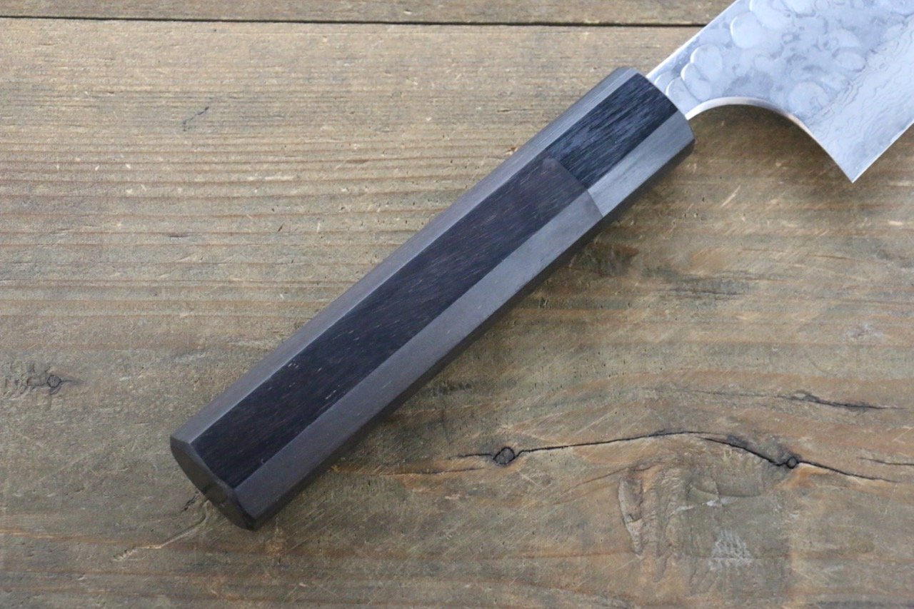 Premium Seisuke Blue Steel No.2 Hammered Damascus Gyuto Chef Knife 210mm - Japanese Shitan Handle - Professional Kitchen Knife for Slicing, Dicing & Meat Cutting