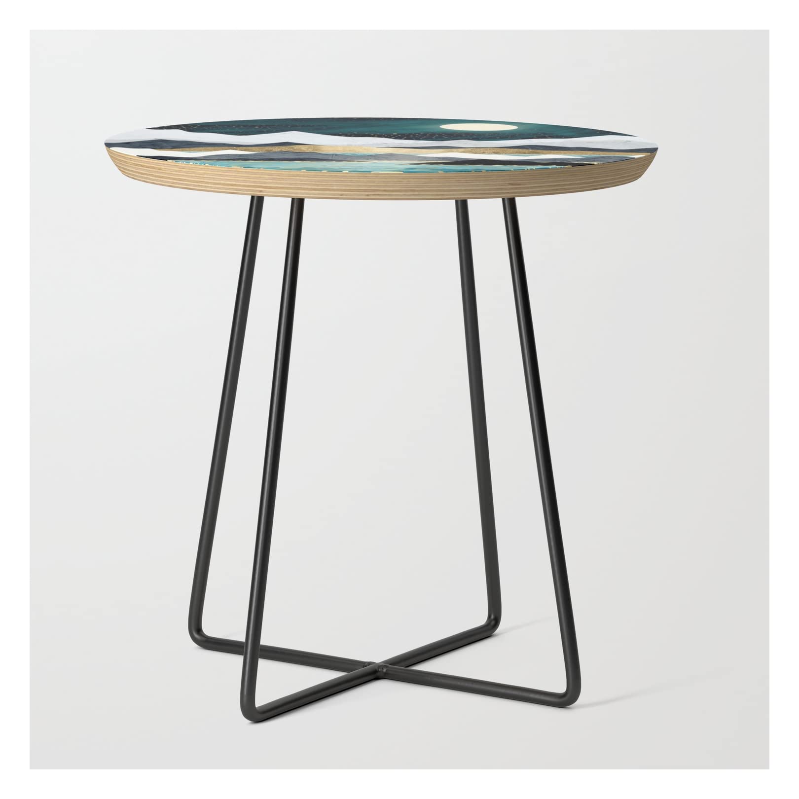 Spacefrogdesigns Ocean Stars Round Side Table - Black - Modern End Table for Living Room, Bedroom & Office Decor