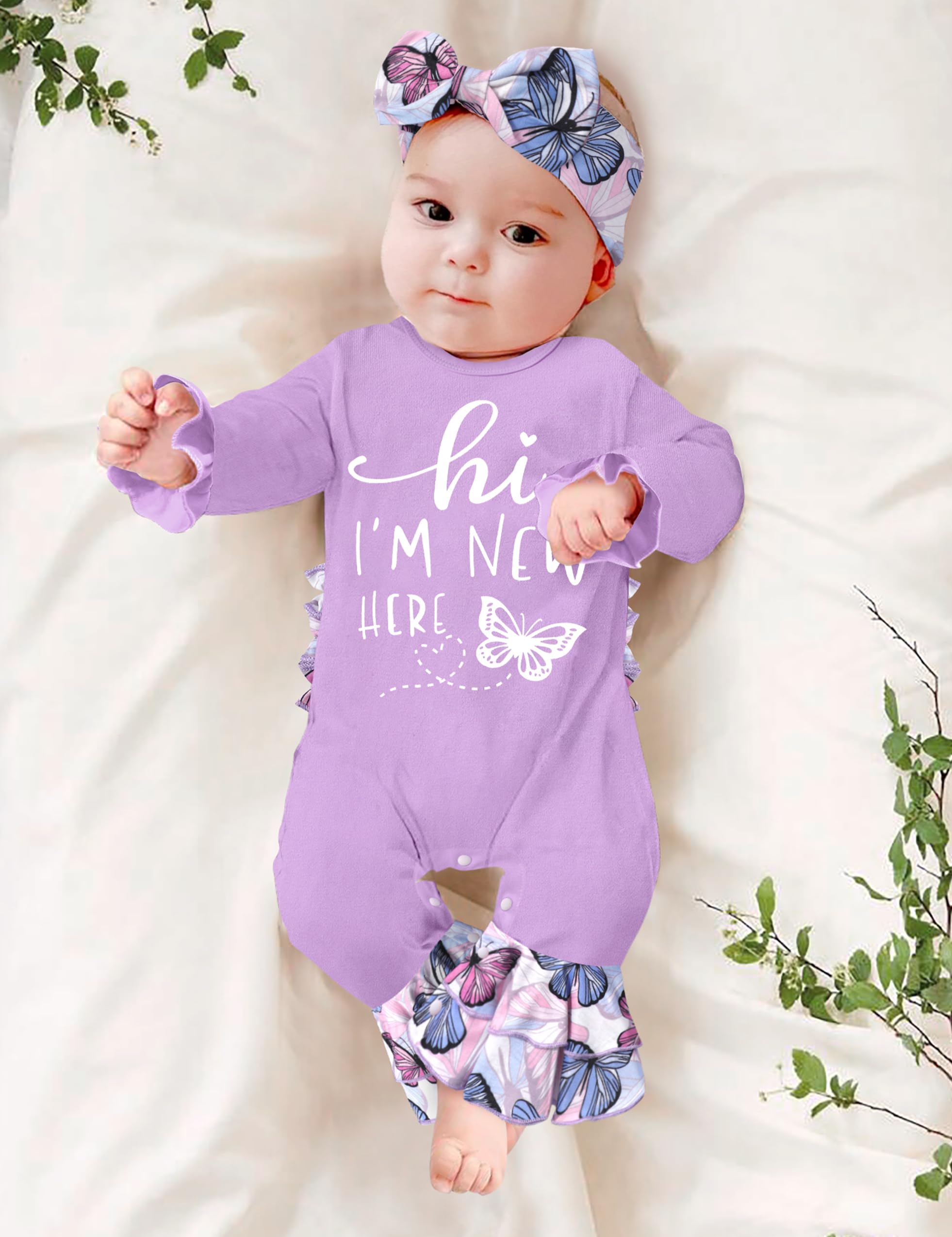 Adorable Newborn Girl Clothes - Ruffle Letter Print Romper & Bell Bottom Jumpsuit with Matching Headband | Boho Baby Outfit for Photoshoots, Parties & Everyday Wear