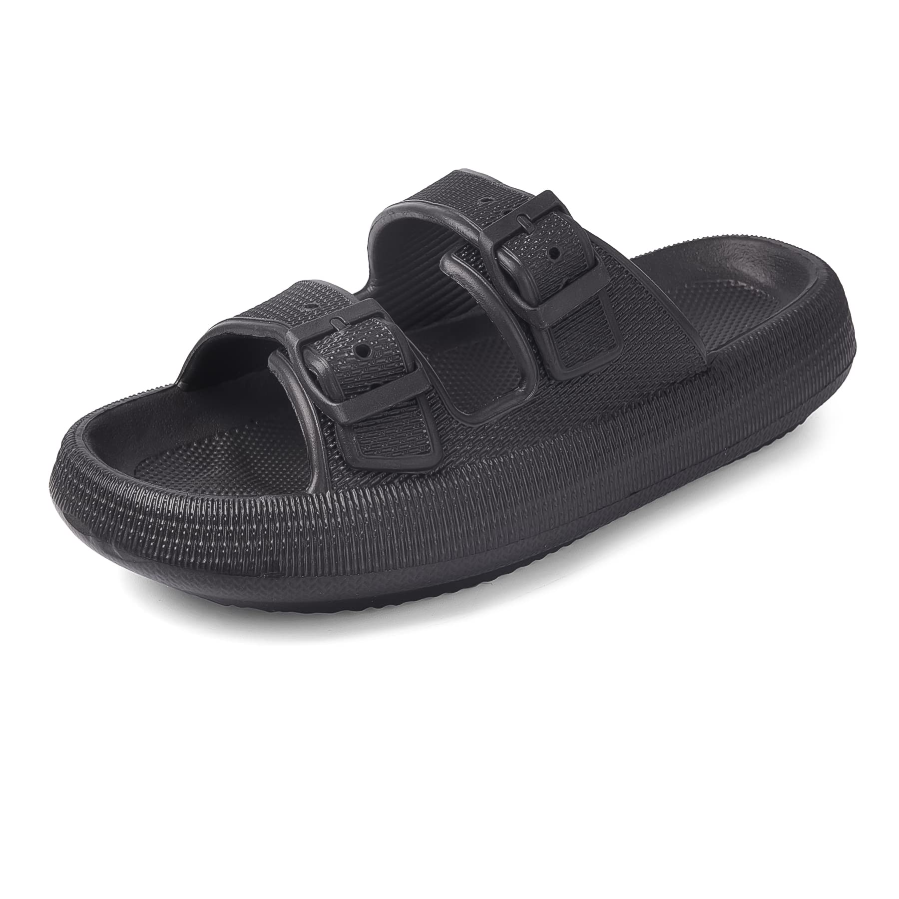 VONMAY Cloud Slides - Non-Slip Shower Sandals for Women & Men, Soft Thick Foam Sole, Adjustable Double Buckle House Slippers - Perfect for Bathroom, Poolside & Indoor Comfort