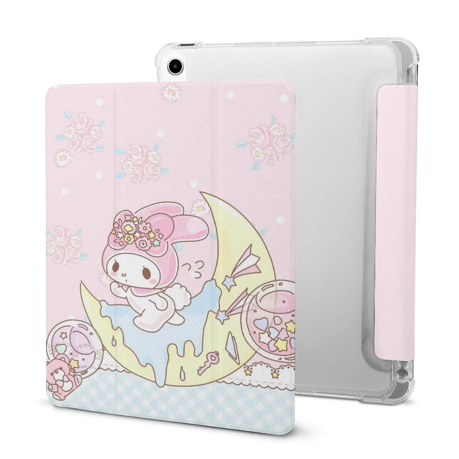Cute My Melody iPad Case with Pencil Holder - Compatible with iPad Air 4 (10.9 inch 2020 Model) - Soft Silicone Full Body Protective Cover for School, Work & Travel