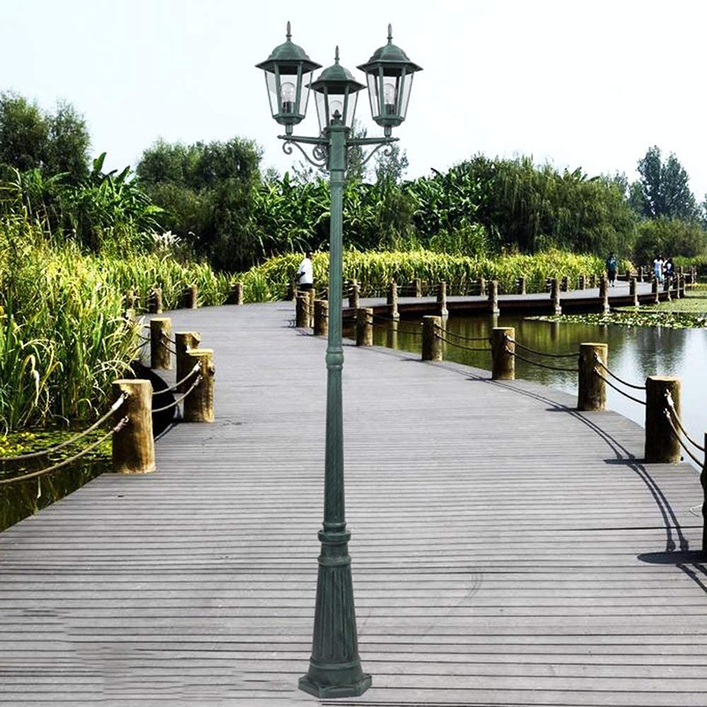 3-Head LED Garden Street Light with Aluminum Pole - E27 Socket, Die-Casting Waterproof Design for Lawn, Pathway & Outdoor Lighting | Perfect for Driveway, Backyard & Landscape Illumination