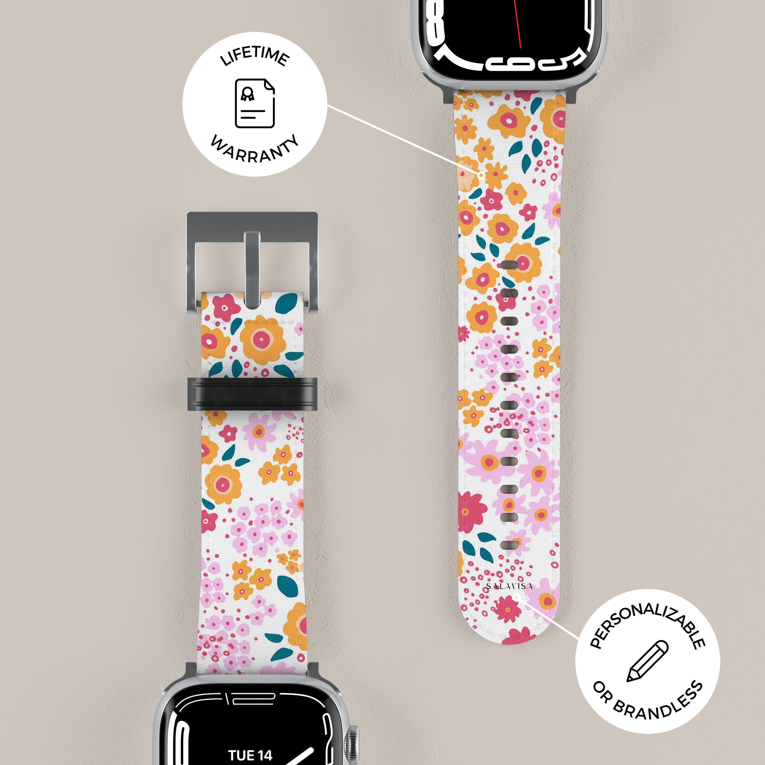Floral Ditsy Apple Watch Band - Soft Silicone Strap for Women, Adjustable & Comfortable - Perfect for Workouts, Running, Yoga & Everyday Wear