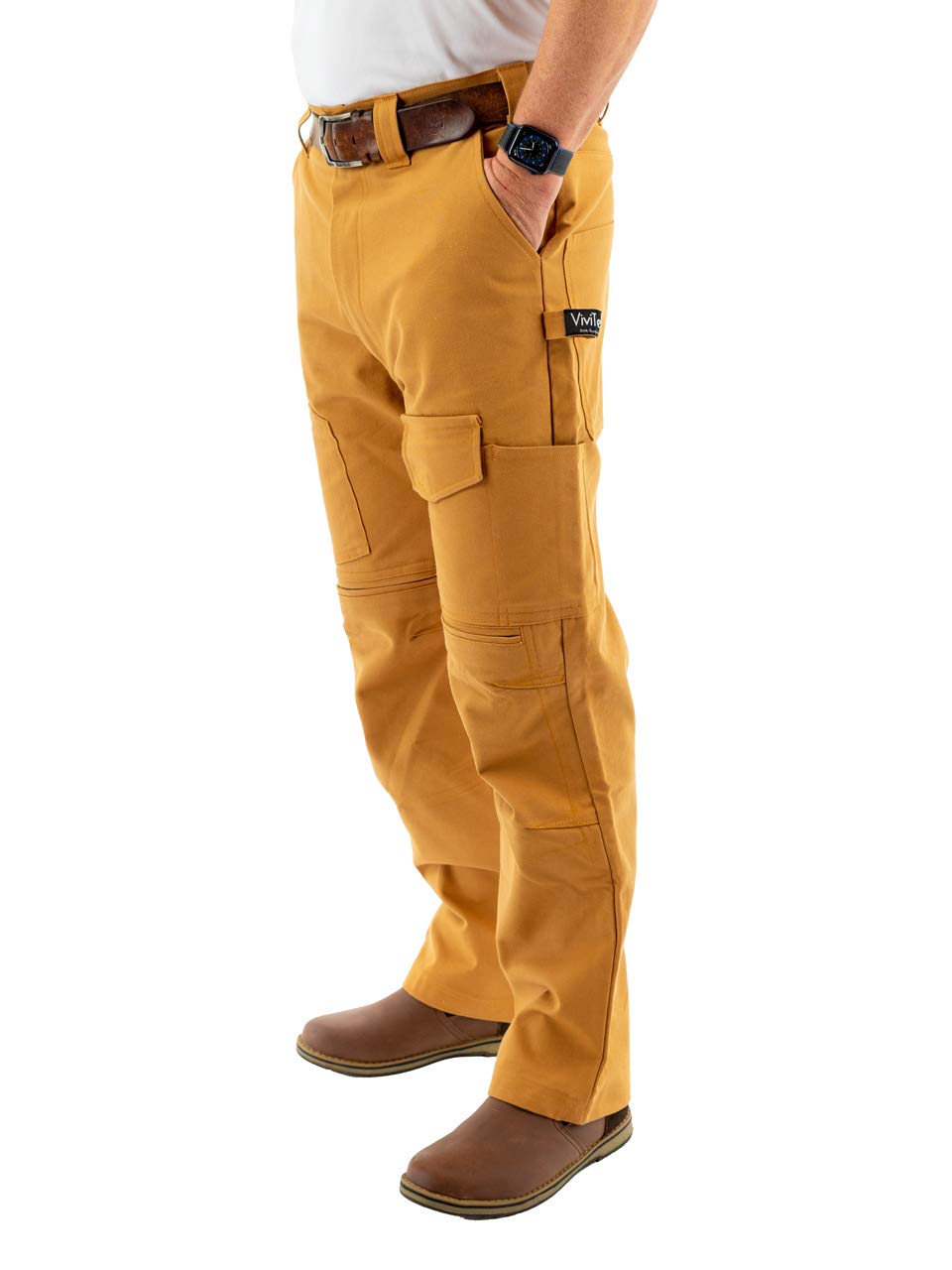 ViviTech - Heavy Duty Cotton Canvas Work Pants with Reinforced Knee Pads for Construction, Carpentry & Outdoor Jobs | Durable Utility Pants for Men | Perfect for DIY Projects, Landscaping & Tough Work Environments